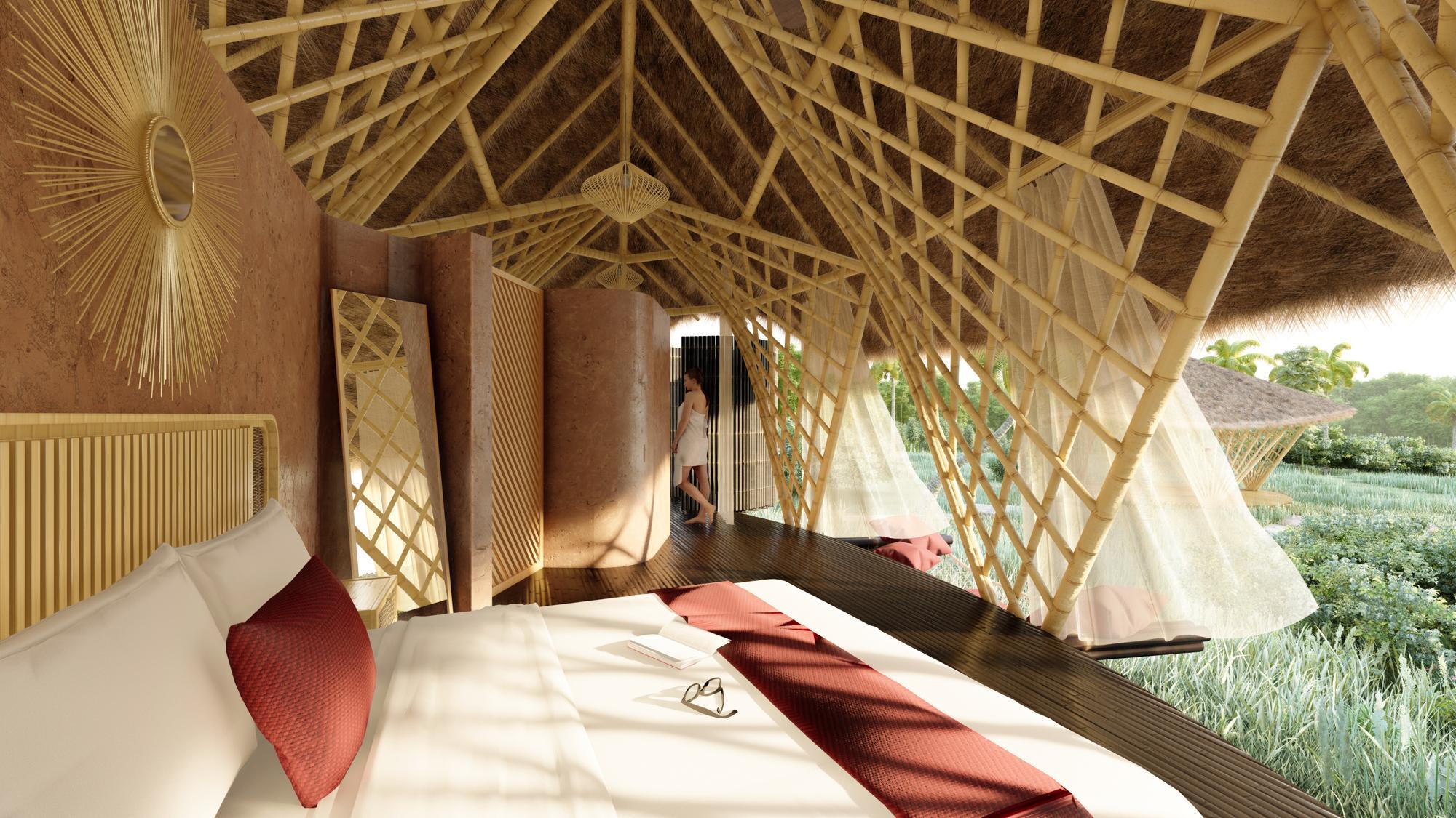 una bamboo eco hotel villa interior view 1